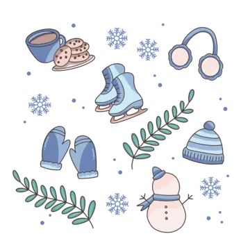 Kawaii, Winter Wonderland Clipart, Winter Vector Art, Goodnotes Stickers Winter, Winter Digital Stickers, Cute Winter Clipart, January Stickers Planner, Winter Cute Drawing, Winter Stickers Printable