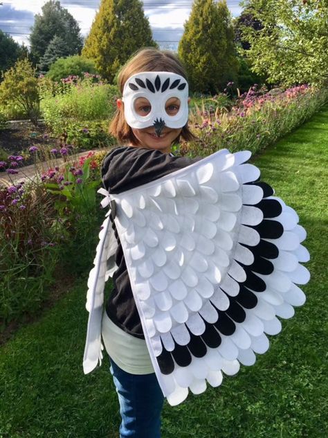 Snow Owl Costume, Owl Costume Kids, Owl Costume Diy, Owl Costumes, Owl Halloween Costumes, Harry Potter Kostüm, Owl Wings, Owl Mask, Owl Costume