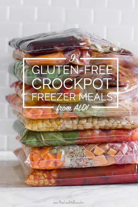 Meals From Aldi, Gluten Free Crockpot, Gluten Free Freezer Meals, Free Printable Grocery List, Crockpot Freezer Meals, Printable Grocery List, Freezer Meal Planning, Paleo Crockpot, Gluten Free Living