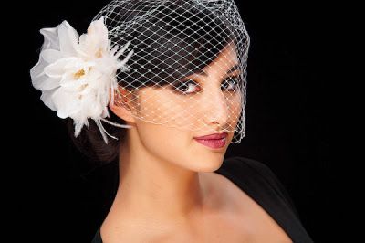 This is the actual veil, apparently its supposed to sit lower on the face, Bird Cage Veil Wedding, Cage Veil Wedding, Wedding Flower White, Bird Cage Veil, Bride Hats, Cage Veil, Bridal Birdcage Veils, White Fascinator, Wedding Birdcage