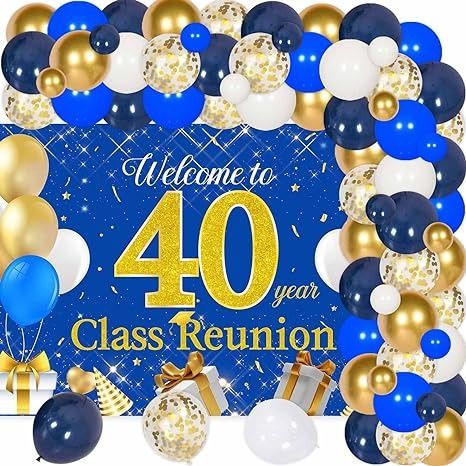 Amazon.com: 40th Year Class Reunion Party Decoration,Blue and Gold Balloon Arch, Blue and Gold 50th Anniversary Class Reunion Theme Backdrop Balloon Garland Kit : Home & Kitchen Blue And Gold Balloon Arch, Balloon Arch Blue, 50th Class Reunion, School Reunion Decorations, Backdrop Balloon Garland, Gold Balloon Arch, Gold Table Decor, Class Reunion Decorations, Backdrop Balloon