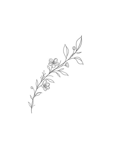 Small Women’s Tattoo Ideas, Dainty Vine Tattoo Spine, Self Care Tatoos Ideas, Dainty Flower Hip Tattoo, Fine Line Cherry Blossom Tattoo Design, Cherry Blossom Tattoo Dainty, Hip Tattoos Women Fine Line, Dainty Flowers Tattoos, Fine Line Flower Tattoo Hip