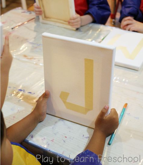 Montessori, Tape Name Painting, Initial Art Canvas, Initial Paintings On Canvas, Initial Canvas Paintings, Monogram Painting Canvas, Letter Canvas Painting Initials, Initial Painting On Canvas Letters, Name Paintings On Canvas