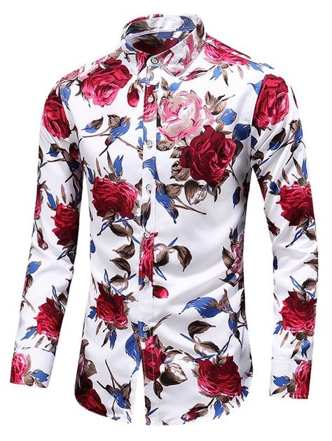 Mens Fashion Casual Plus Size, Mens Beach Shirts, Mens Office, High Fashion Men, Floral Long Sleeve Shirt, The Office Shirts, Men Shirt Style, Beach Shirts, Floral Shirt