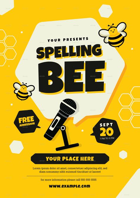 Spelling Bee Contest Flyer Template Quiz Bee Poster Design, Spelling Bee Poster Design, Spelling Bee Background, Spelling Bee Ideas, Spelling Bee Decorations School, Spelling Bee Poster, Spelling Bee Decorations, Spelling Bee Competition, Spell Bee Competition