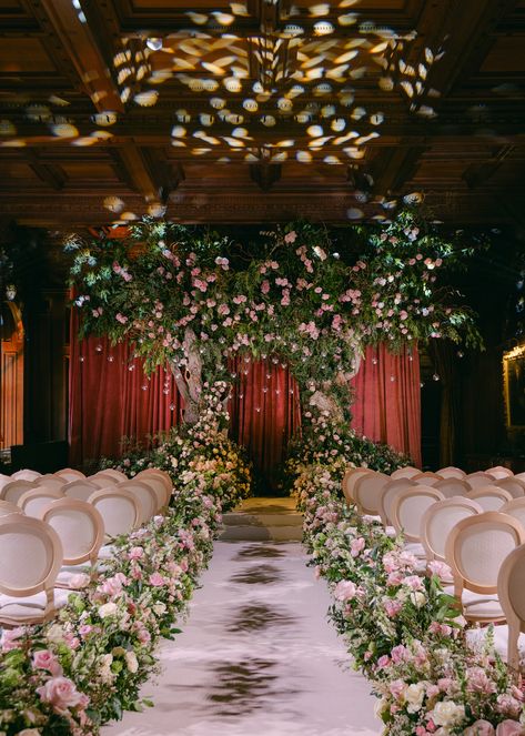 Fairytale wedding ceremony featuring dreamy floral arrangements in pink shades | wedding, wedding inspo, wedding decor, wedding cermeony, wedding ceremony decor, wedding aisle decor,wedding aisle decorations, wedding flowers, luxury wedding ceremony, luxury wedding, fairytale wedding, echanted garden wedding, enchanted forest wedding, extravagant wedding, magical wedding, dreamy wedding, magical wedding #weddingceremony #weddingflowers Magical Forest Wedding Fairytale, Sleeping Beauty Wedding, Garden Wedding Decorations, Wedding Event Decor, Extravagant Wedding, Enchanted Forest Wedding, Wedding Aisle Decorations, Romantic Garden, Marquee Wedding