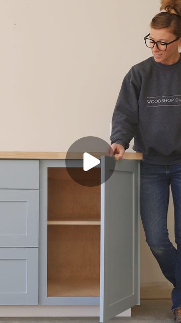 Woodshop Diaries | Shara on Instagram: "Did you know cabinet building was…EASY?! It’s always made out to seem so ✨complicated✨
But I’m telling you—it’s not. And I’ll prove it. I built these simple base cabinets for my laundry room and in my latest YouTube video and blog post, I’m showing you exactly how they came together plus some handy tips you can use to customize for your own space. 
I’m breaking down:
How to build cabinet boxes
How to add shelving
How to add drawers
How to add doors
So, if you want to tackle your own build, comment LINK and I’ll send you those guides! 
Happy building, friends! 
#plywood #cabinetbuilding #diywoodworking" How To Build Cupboards, How To Build A Cabinet Base, Shara Woodshop Diaries, How To Build A Cabinet, Diy Base Cabinets, Base Cabinet Ideas, Making Cabinets, How To Make Kitchen Cabinets, Woodshop Diaries