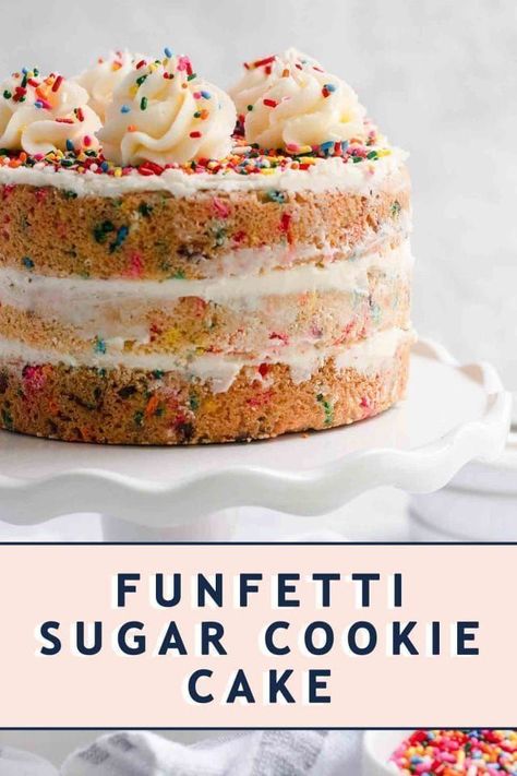 Giant Sugar Cookie, Funfetti Cake Recipe, Sugar Cookie Cake, Header Text, Cookie Birthday, Funfetti Cookies, Sugar Cookie Cakes, Sprinkles Recipe, Homemade Frosting