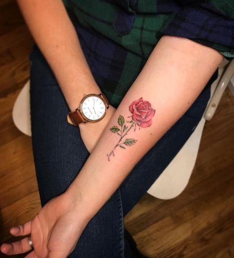 Rose With Butterfly Tattoo For Women, Rose Tattoo For Women, Tattoos Ideas For Women, Rose Tattoo Forearm, Rose Tattoo Sleeve, Rose Tattoos For Women, Tattoos Arm, Daisy Tattoo, Men Tattoos