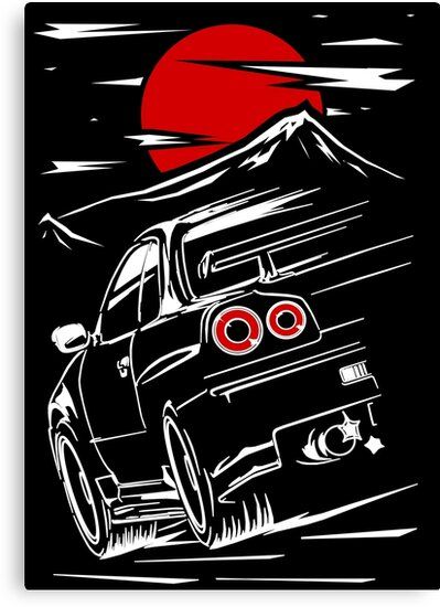 Diy Canvas Crafts, Car Wall Art, Nissan Skyline Gtr, Automotive Decor, Skyline Gtr, Kraf Diy, Sunset Wall Art, Trik Fotografi, Art Cars