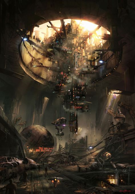 "Slum Concept" // Star Wars 1313, Game Concept Art (game cancelled after Disney's purchase of SW Property) Star Wars 1313, Sci Fi Landscape, Sci Fi City, Underground Cities, Rpg Map, Star Wars Concept Art, Star Wars Rpg, Arte Cyberpunk, 다크 판타지