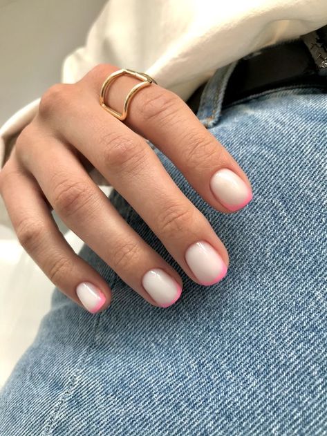 Short Color Tip Nails, September Nails, Hello Nails, Pretty Gel Nails, Nail Envy, Dipped Nails, Hot Nails, Minimalist Nails, Fabulous Nails