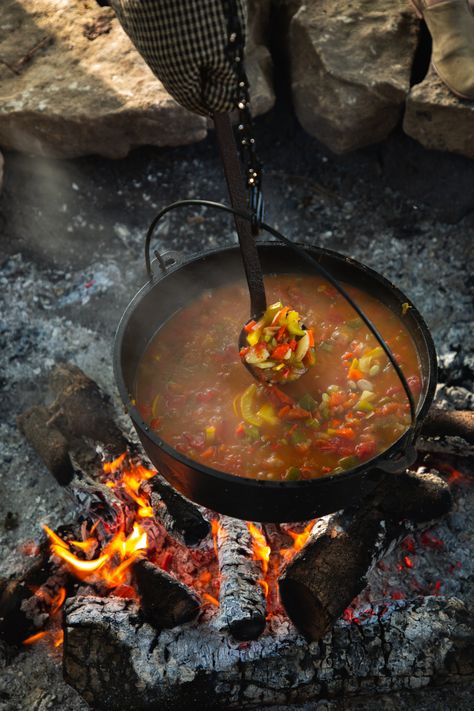 Cooking Over Open Fire, Brutes Of Bristlebrook, Campfire Dutch Oven Recipes, Wilderness Cooking, Cabin Food, Bean And Vegetable Soup, Medieval Recipes, Beer Bread Recipe, Cold Weather Comfort Food