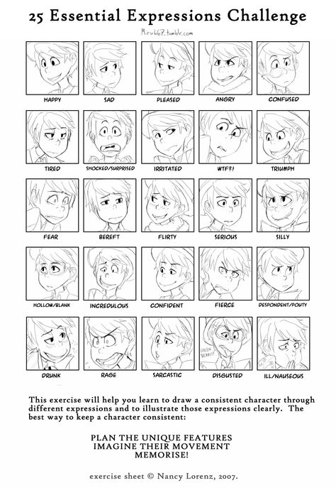 25 Essential Expressions Challenge by Miru.deviantart.com on @DeviantArt 25 Essential Expressions Challenge, Essential Expressions Challenge, 25 Essential Expressions, Expressions Challenge, Expression Challenge, Character Expressions, Facial Expressions Drawing, Poses Anime, Emotion Chart