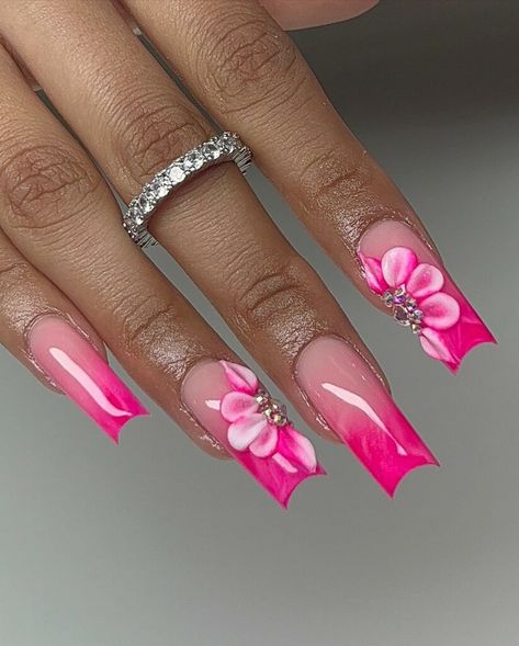 Marble Pink Nails, Hot Pink Nail Designs, Neon Pink Nail, Rose Pink Nails, Purple And Pink Nails, Pink Nail Ideas, June Nails, Dark Pink Nails, Matte Pink Nails