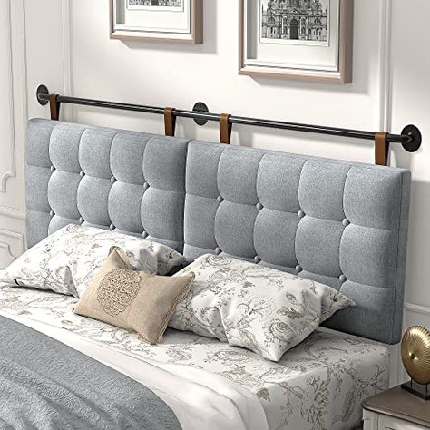 Bed Wall Mounted, Wall Mounted Headboard, Mounted Headboard, Wall Mounted Headboards, King Bed Headboard, Bed Frame Sizes, Queen Upholstered Headboard, Linen Headboard, Cama King Size