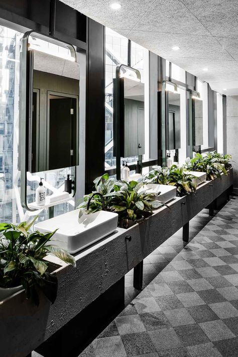 Technē Architects Untied bathroom Incredible Bathtubs, Public Bathroom Design, Playful Bathroom, Fantasy Bathroom, Public Restroom Design, Classy Bathroom, Dream Salon, Public Bathroom, Restaurant Bathroom