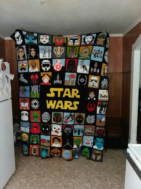 Star Wars Blanket Crochet, Star Wars Blanket, Star Wars Quilt, Baby Hat Free Pattern, Star Wars Crochet, Ideas For Crochet, Disney Free, Trendy Crochet, Crochet Stars