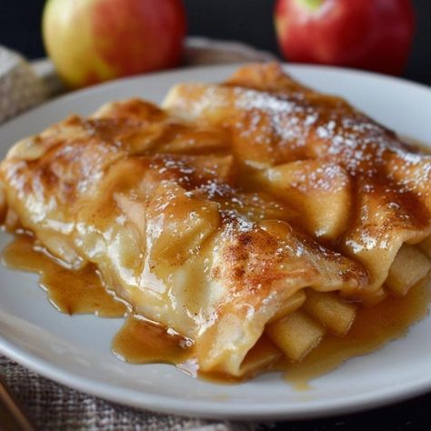 Apple Pie Nachos Recipe, Apple Enchiladas With Fresh Apples, Apple Enchilada Dessert, Apple Pie Enchiladas Recipe, Apple Pie Nachos, Enchilada Dessert, Apple Pie Filling Desserts, Apple Wraps, Apple Enchiladas