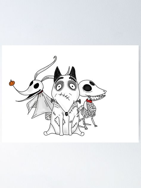 Tim Burton Dogs Tattoo, Halloween Dog Tattoo, Tim Burton Style Tattoo, Tim Burton Dogs, Frankenweenie Tattoo, Tattoo Tim Burton, Nightmare Tattoo, Jack Skellington Dog, Tim Burton Movies