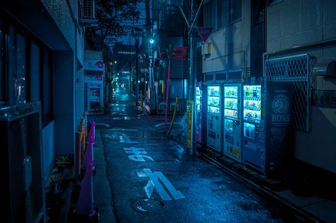 Japanese Neighborhood, Cyberpunk Aesthetic, Cyberpunk City, Background Drawing, Aesthetic Japan, Cyberpunk Art, To Infinity And Beyond, Night City, Neon Lights