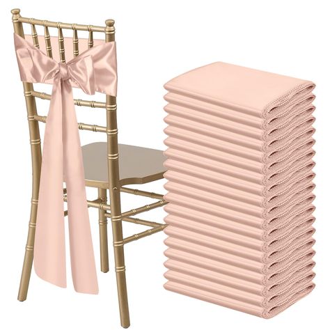 PRICES MAY VARY. Size & Package:You will get 50 pieces blush pink satin chair sashes, and the size is about 108" x7" or 275cm(l) x 17cm(w). These chair ties adopt flating packing, please to tie the bow by yourself. Each package includes chair sashes only, no chair covers Premium Satin Fabric:Our chair sash is made of 120GSM stain fabric, it is beautifully shiny glossy and smooth, silky to the touch, vibrant in color. The chair bows sashes meticulously stitched with matching thread finished edges Senior Tea, Wedding Officiant Business, Wedding Party Reception, Bright Pink Wedding, Pink Wedding Decorations, Party Reception, Wedding Backyard Reception, Chair Bows, Wedding Backyard