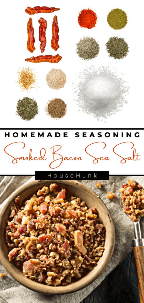 Bacon Seasoning Recipes, Smoked Spices, Sea Salt Recipes, Smoked Chili, Bacon Seasoning, Bacon Salt, Salt Seasoning, Smoked Salt, Salt Recipes