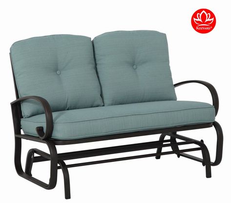 Amazon.com : Kozyard Cozy Two Rocking Love Seats Glider Swing Bench/Rocker For Patio, Yard with Soft Cushion and Sturdy Frame (Blue) : Garden & Outdoor Blue Loveseat, Outdoor Glider, Pool Colors, Patio Loveseat, Glider Chair, Deck Ideas, Sit Back And Relax, Chairs For Sale, Outdoor Sofa