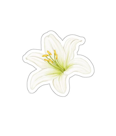 Kiss-cut Stickers, White Lily Flower, Lilies Flowers, Sticker Cut Out, Computer Decor, Waterbottle Accessories - Etsy Ios Stickers, Lily Sticker, Computer Decor, 5 Solas, Lilies Flowers, Name Tag Design, White Lily Flower, White Lilly, Flower Icons