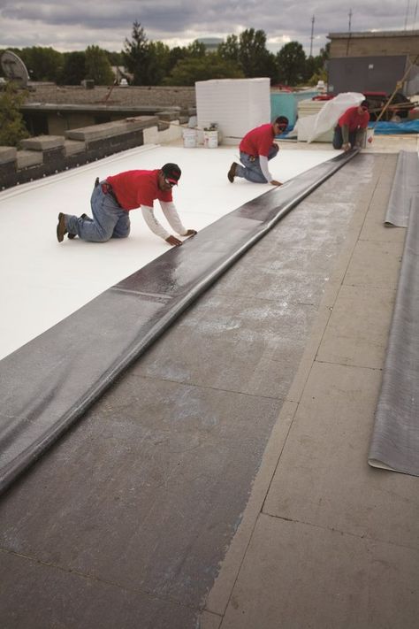 Roof Leak, Epdm Roofing, Roof Leak Repair, Pvc Roofing, Green Building Materials, Roofing Ideas, Flat Roof House, Roofing Options, Commercial Roofing