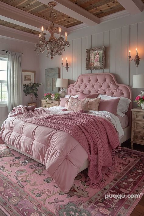 Pink Bedroom Ideas for a Dreamy Escape - Puqqu Witchy Bedroom, White Bed Frame, Bedroom Ambiance, Pink Bedroom Decor, Rustic Bedroom Decor, Classy Bedroom, Casa Country, Pink Stuff, Pink Bedrooms