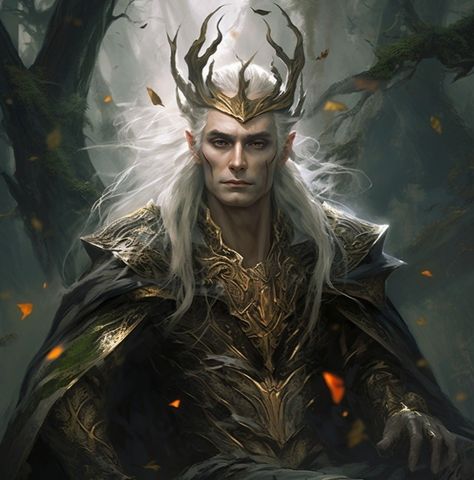 Elf King Fantasy Art, Old Elf Male, High Elf King, Fae Character Design Male, Fae King, Old Elf, Elven King, Fruit Art Drawings, Dnd Elves