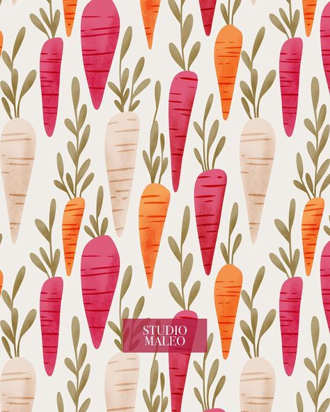 Who wants some carrots 🥕? . #repeatpattern #repeatpatterns #fabric #fabricrepeat #kidsclothing #kidsfashion #patterndesign #fabricpattern #seamlesspattern #textiledesign #textilepattern #doodleadaymarch Carrot Pattern, Colorful Carrots, A Days March, Fabric Home Decor, Baby Journal, Textile Patterns, Kids' Fashion, Repeating Patterns, Textile Design