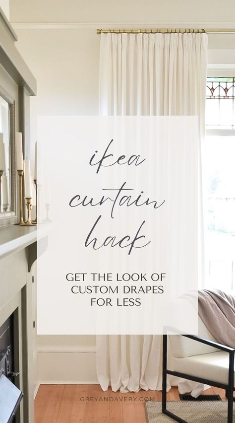 Get the look of high-end curtains on an IKEA budget with this easy DIY project Ikea Drapes, Sunroom Curtains, Loft Curtains, Dining Room Drapes, Family Room Curtains, Dining Room Window Treatments, Office Curtains, Curtain Diy, Window Curtains Living Room