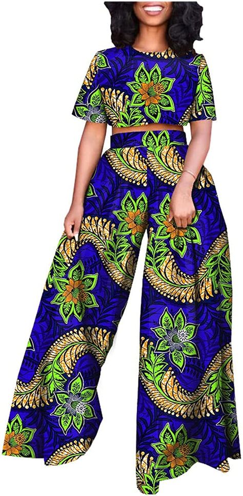 African Women Shirts, Ankara Pallazo Pants And Crop Top, Hanging Tops Outfit, 2 Piece Ankara Outfit Set Pants, 2 Piece Outfit Set Pants Crop Tops, Ankara Pants And Top For Ladies, African 2 Piece Outfits For Women, Ankara Pants Suits For Women, Ankara 2 Piece Set Pants