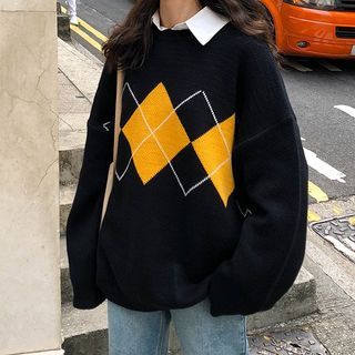 Buy Rorah Argyle Sweater at YesStyle.com! Quality products at remarkable prices. FREE Worldwide Shipping available! Yellow, Black, Argyle Sweater, Black Sweater, A Woman, White