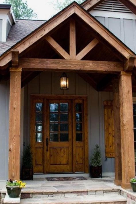 Entry Cabin Decorating, House Porch, Farmhouse Front Porches, Casa Exterior, Front Entrance, Salalah, Porch Design, Side Yard, Metal Buildings