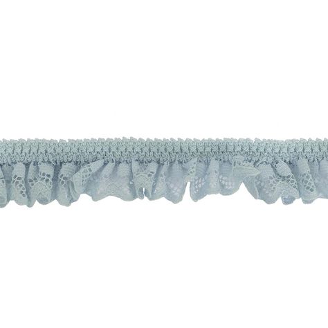 Don’t worry—this soft Baby Blue Ruffled Lace Trimming won’t ruffle any feathers! With just shy of 100 percent stretch, this lace trim features a light blue stitched design along the top that resembles diamonds when stretched, from which point a ruffled lace design with circles descends in a playful, lighthearted display to create this one-inch trim. Due to the high stretch, this youthful trimming is great for an array of applications, from decorating dance costumes to adorning the hemlines, slee Design With Circles, Baby Blue Background, Clothing Templates, Mood Fabrics, Dress Forms, Lace Bows, Lace Border, Soft Baby, Lace Ruffle