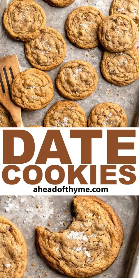 Date Cookies Healthy Cookies With Dates, Honey Date Pumpkin Cookies, Cardamom Date Cookies, Date Almond Butter Cookies, Recipes For Dates Desserts, Chocolate Chip Date Cookies, Sweet Date Recipes, Meals With Dates, Easy Date Cookies