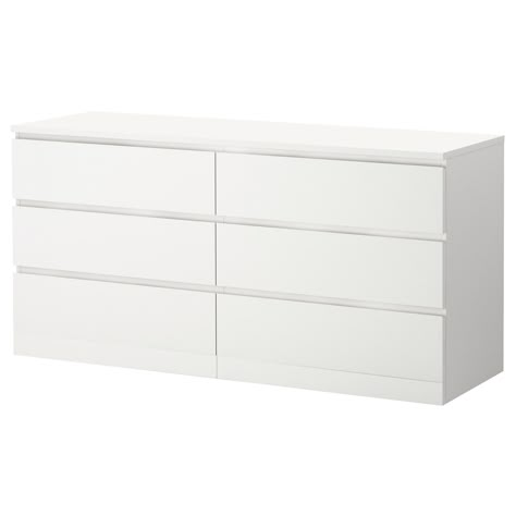 MALM 6-drawer dresser, white, 63x30 3/4" - IKEA Ikea Malm 6 Drawer Dresser, Malm Bed Frame, Malm Bed, Hack Ikea, Wall Shelf Unit, Wide Chest Of Drawers, Ikea Dresser, 8 Drawer Dresser, Ikea Bedroom