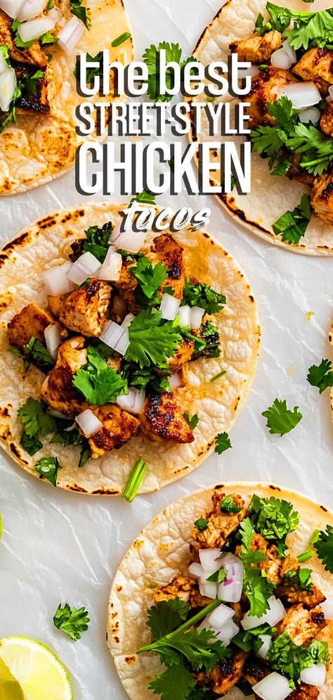 Stovetop Chicken Street-Style Tacos – Chasety Street Taco Chicken Recipe, Tacos Recipes Chicken, Mexican Street Tacos Chicken, Street Tacos Recipe Chicken, Mexican Hot Sauce Recipe, Authentic Chicken Tacos, Chicken Street Tacos Recipe, Street Tacos Chicken, Chicken Breast Tacos