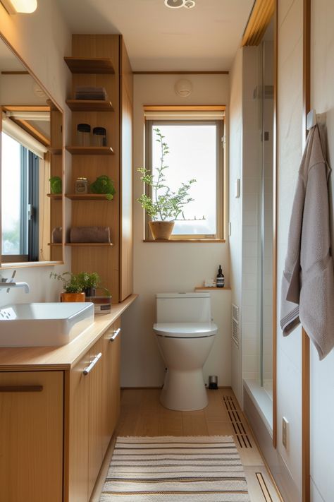 Use these tips to get the perfect blend of Japanese and Scandinavian design with these Japandi bathrooms. Lighting Small Bathroom, Small Bathroom Scandinavian, Muji Bathroom, Bathroom Ideas Japandi, Bathroom Board And Batten, Japandi Bathroom Ideas, Japanese Bathroom Design, Japandi Bathroom, Japanese Bathroom