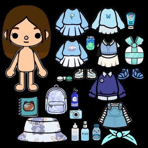 Paper Dolls Printable Accessories, Toca Boca Dress Up Printable, Toca Boca Paper Doll Accessories, Boneka Kertas Toca Boca, Gacha Life Paper Doll, Toca Boca Outfits, Paper Doll Accessories, Toca Boca Paper Doll, Paper Doll Printable Templates