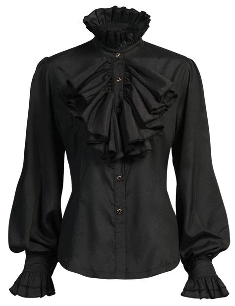 PRICES MAY VARY. Fabric:Polyester.Lightweight,soft and breathable. Features:Women's renaissance pirate shirts with long sleeves,flared cuffs,stand collar.Loose fit and solid color. Design:Medieval victorian steampunk retro blouse with unique long sleeves,lace flared cuffs,ruffles,solid color design,renaissance vintage style. Occasion:Suitable for christmas costume,gothic pirate cosplay show,theatrical show,school party,stage performance,renaissance fair,etc.You can get a lot of compliment. Note: Gothic Pirate, Arm Shaper, Victorian Shirt, Pirate Cosplay, Retro Blouse, Victorian Vampire, Gauze Blouse, Pirate Shirt, Vampire Clothes