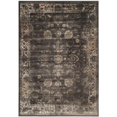 Safavieh Vintage Soft Anthracite 5 ft. x 8 ft. Area Rug - VTG117-330-5 - The Home Depot Moody Rug, Damask Rug, Cottage Witch, Boho Cottage, Romantic Shabby Chic, Viscose Rug, Turkish Design, Vintage Soft, Transitional Area Rugs