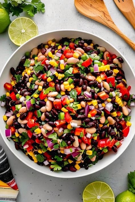 Mexican Bean Salad Salads For Mexican Food, Salad That Goes With Tacos, Taco Bean Salad, Zesty Bean Salad, Dense Bean Salad Tiktok, Fresh Bean Salad, Bean Salad Mexican, Southwest Dense Bean Salad, Mixed Beans Salad