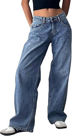 Womens Baggy Jeans, Y2k Boyfriend, Baggy Jeans For Women, Streetwear Trousers, Wide Leg Denim Pants, Low Rise Baggy Jeans, Baggy Sweatpants, Jeans Wide, Y2k Outfits