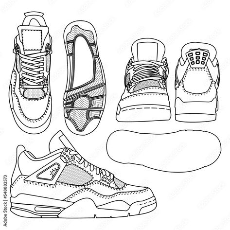 Template vector sneaker high, suitable for your custom sneaker design, outline vector doodle illustration, isolated with white background. editable Design Shoes Drawing, Sneakers Vector, Shoes Reference, Colorful Art Paintings, Design Outline, Sneakers Drawing, Design Sneakers, Shoe Poster, Vector Doodle