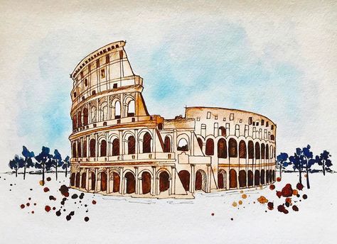 . . . .  #watercolors #illustration #rome #sketching #watercolorpainting #art #colosseum #instaartist #italy #artist #artwork #travel #artistofinstagram #artgallery #create #creative #creative_instaarts #art_spotlight #artistsdrop #art_collective #artproject #art_we_inspire #painting #dailypainting #100dayproject #instaclick #instagram Rome Painting, Rome Print, City Artwork, Italy Art, Handmade Wall Art, Cityscape Painting, Travel Illustration, City Art, Contemporary Paintings