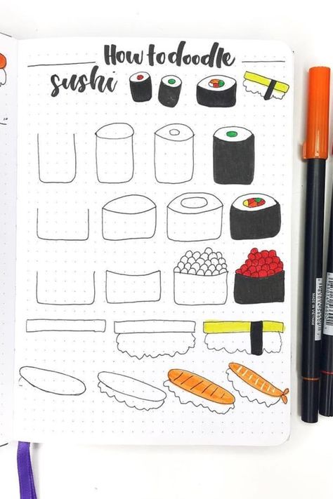 Crazy Laura, Doodle Art For Beginners, Arte Doodle, Food Doodles, Bullet Journal Banner, Bullet Journal Paper, Doodle Art Journals, Habit Trackers, Bullet Journal Mood